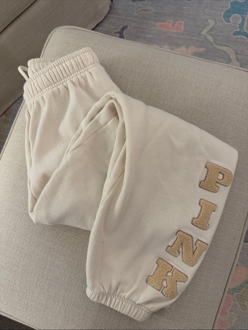 PINK Victoria's Secret Cream Tan Jogger Sweatpants